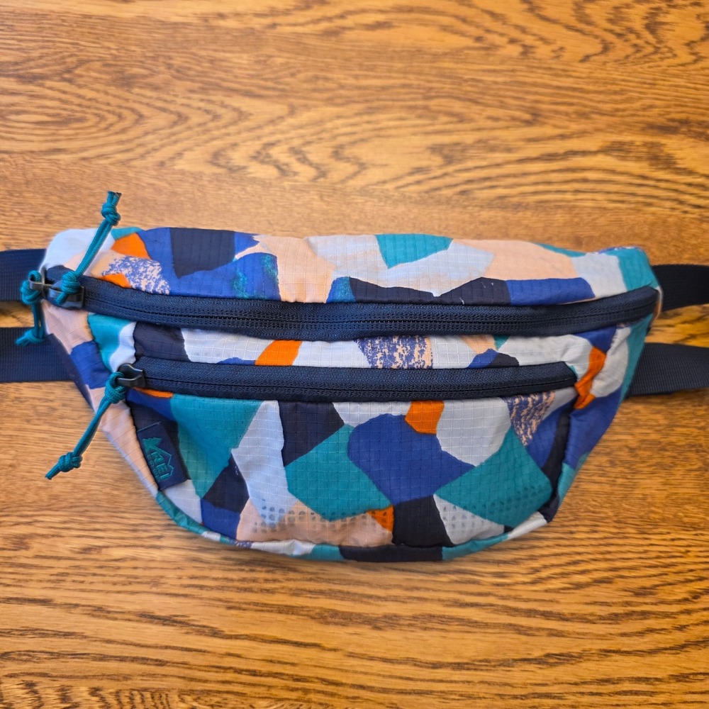 REI Co-op Trail 2 Waist Pack Blue Multi Geometric Ripstop Nylon Hip‎ Bag Gorp - Picture 3 of 10